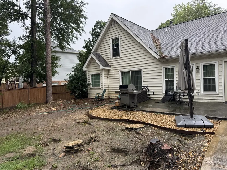 After: Oak tree fully removed, grill and patio furniture saved in Powder Springs GA